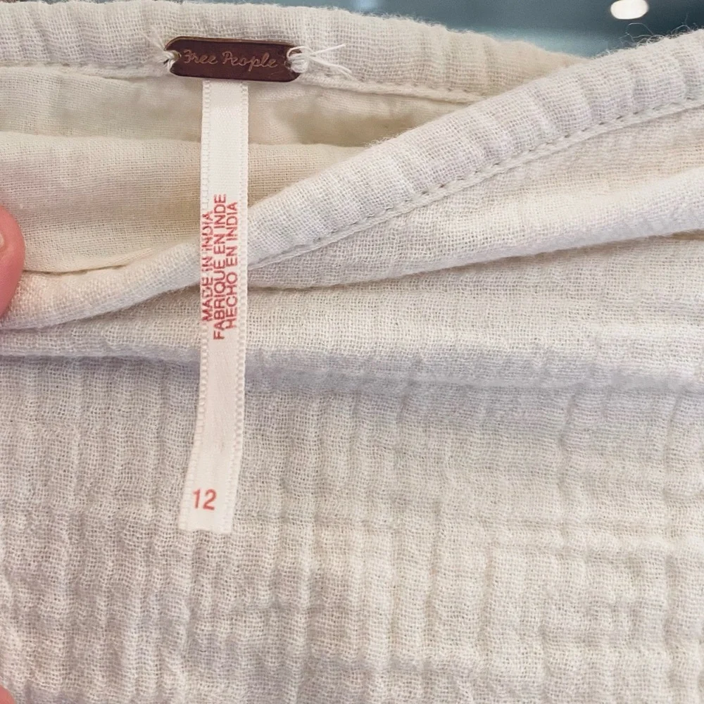 Free People New Natural Cerine Ruched Midi Skirt in Ivory NWOT - Picture 15 of 16